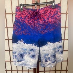 (S76) 2X (44/46) George Tropical Pink & Blue Board Short built-in Briefs